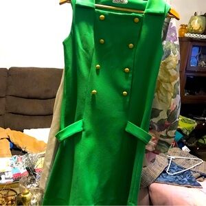 Vintage polyester mini dress bright green very timeless